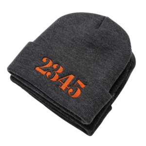 Grey Beanies With 2345 Embroidery