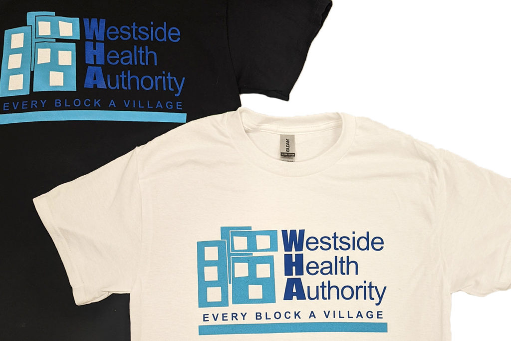 Westside Health Authority t shirt close up