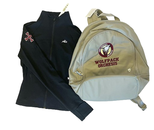 lululemon longsleeves and backpacks with custom embroidery for St. Ignatius dance team.