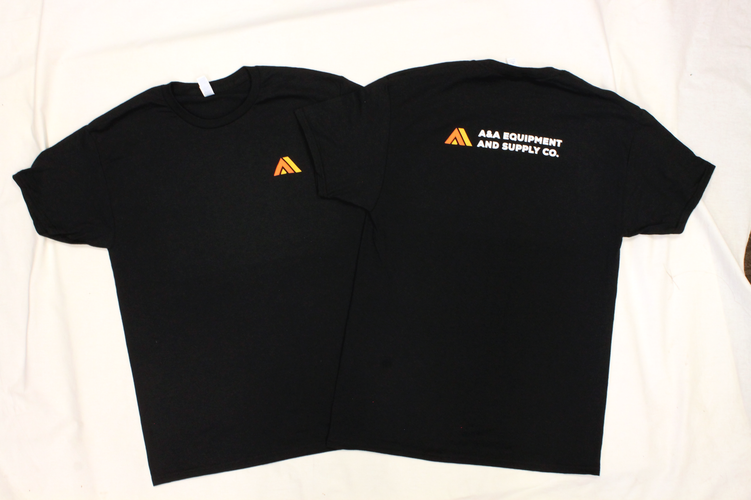 Black t shirts printed for warehouse and non feild workers