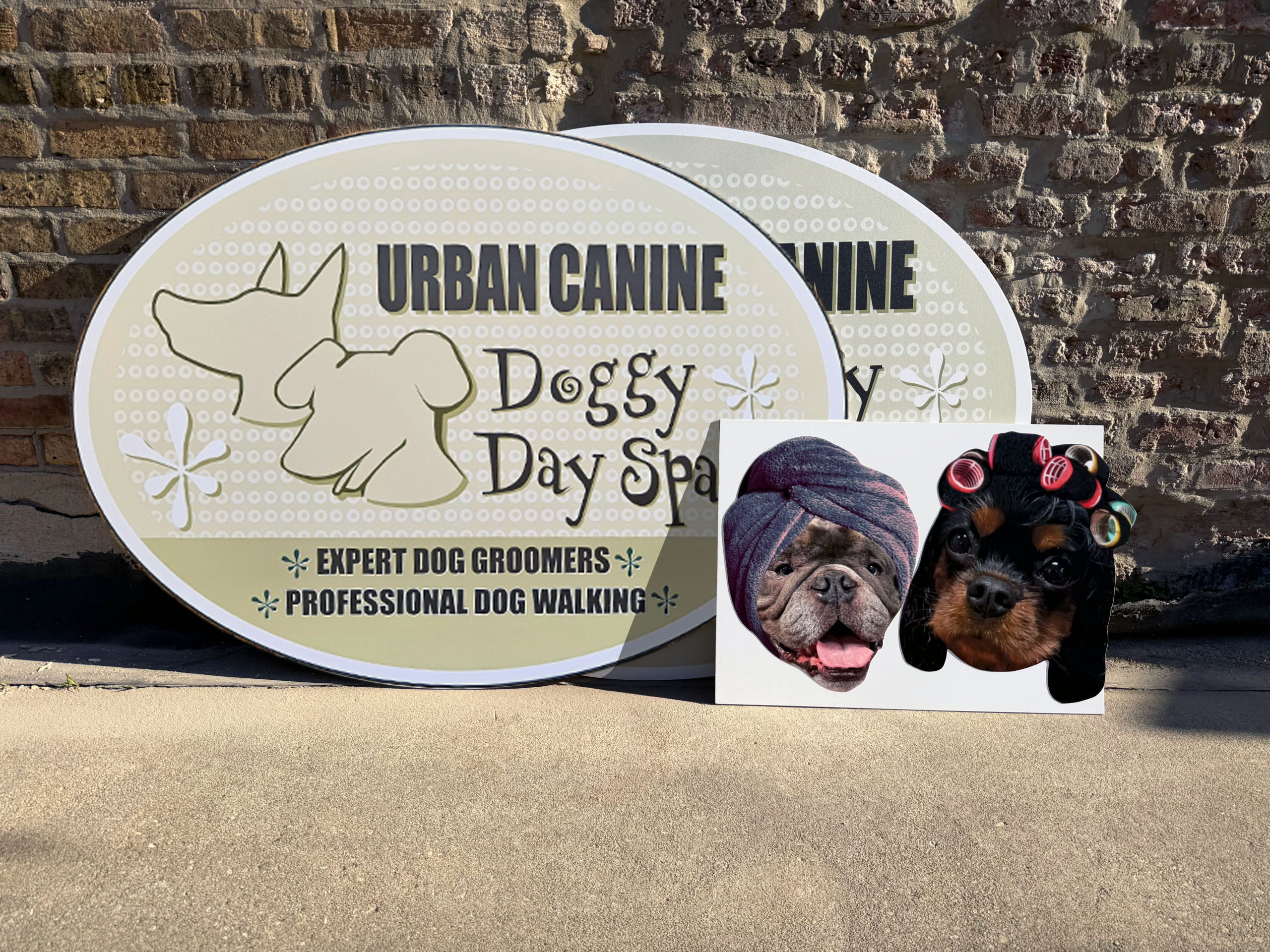 group photo of PVC signage and wall decals