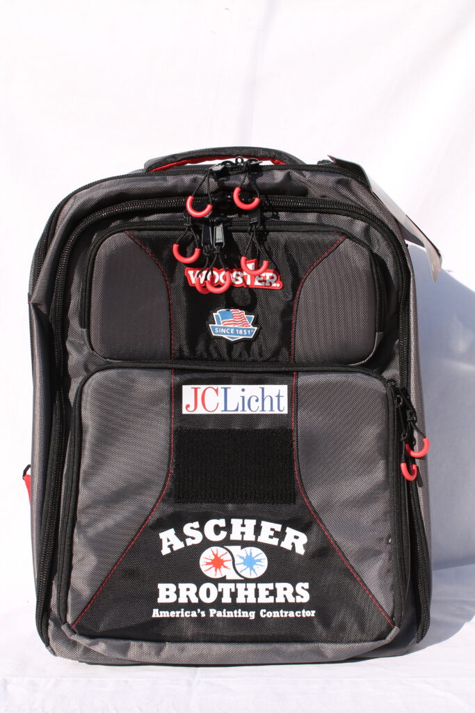 wooster customized tool bags for painters with DTF embellishments on the front panel